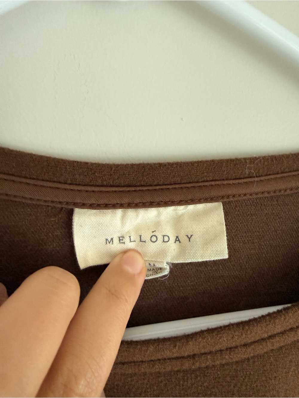 MELLODAY Brown Puff-Sleeve Peplum Long Sleeve Top - Picture 2 of 3